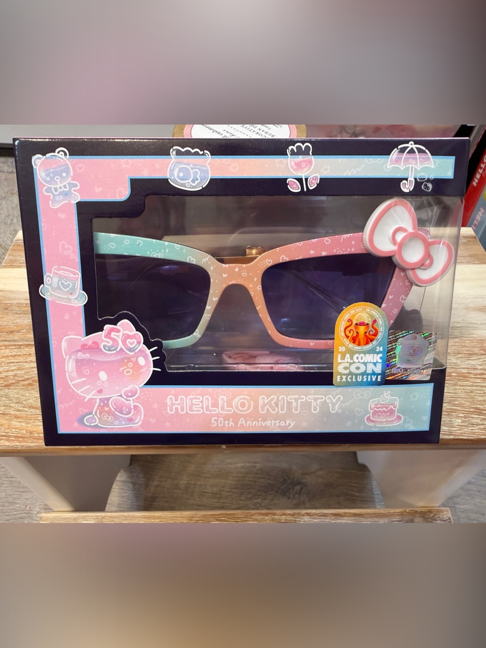 Hello Kitty 50th Anniversary Gradient Pink & Mint Kids Sunglasses with Bow